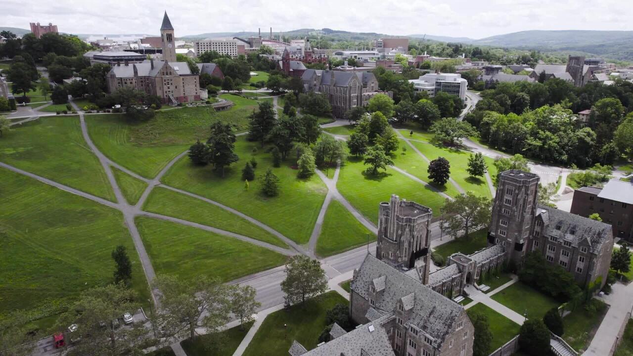 Scenic view of Cornell campus in fall.